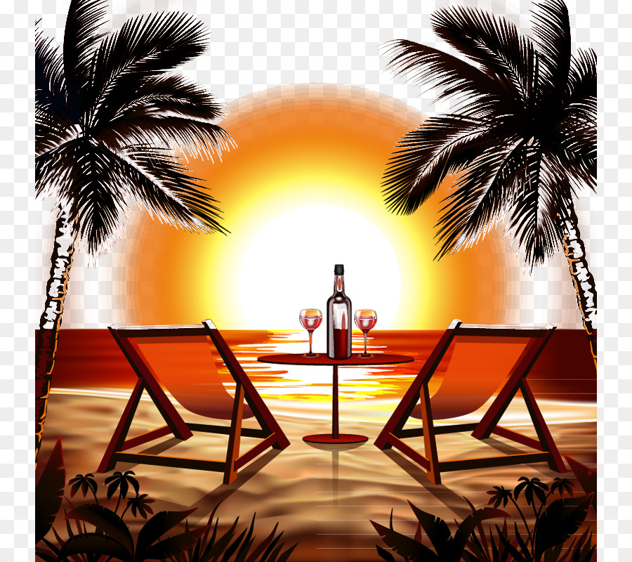 Beach Sunset Stock photography Clip art - Vector illustration beach sunset png download - 800*800 - Free Transparent Beach png Download.