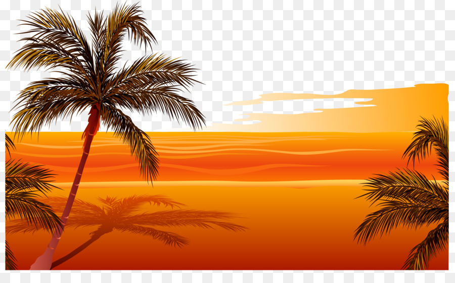 Beach Sunset Drawing Clip art - Vector sunset beach png download - 3871*2350 - Free Transparent Beach png Download.