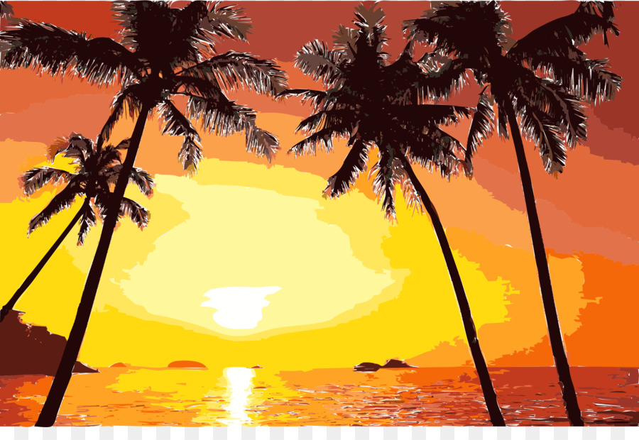 Sunset Arecaceae Silhouette Clip art - Tropical Sunset Cliparts png download - 2400*1606 - Free Transparent Sunset png Download.