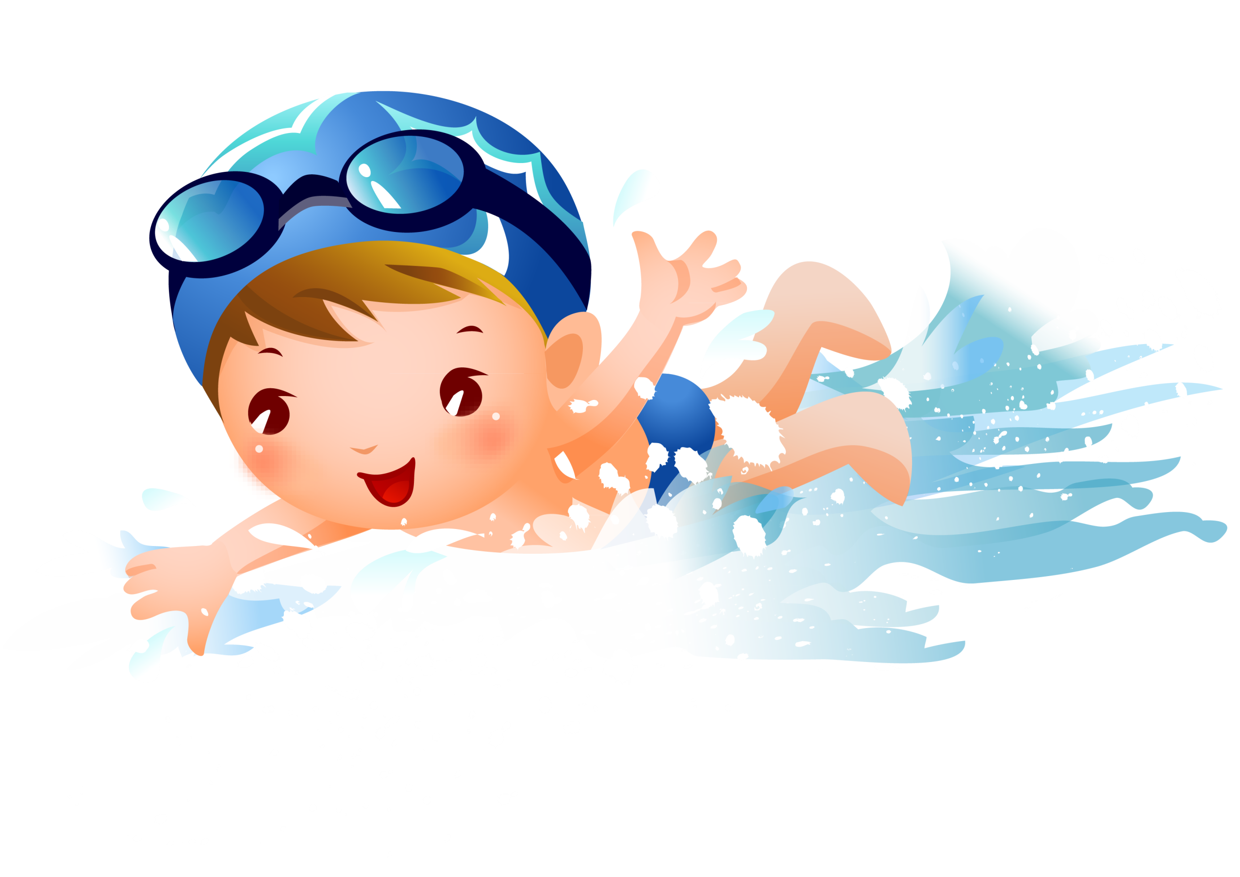 family swimming clipart