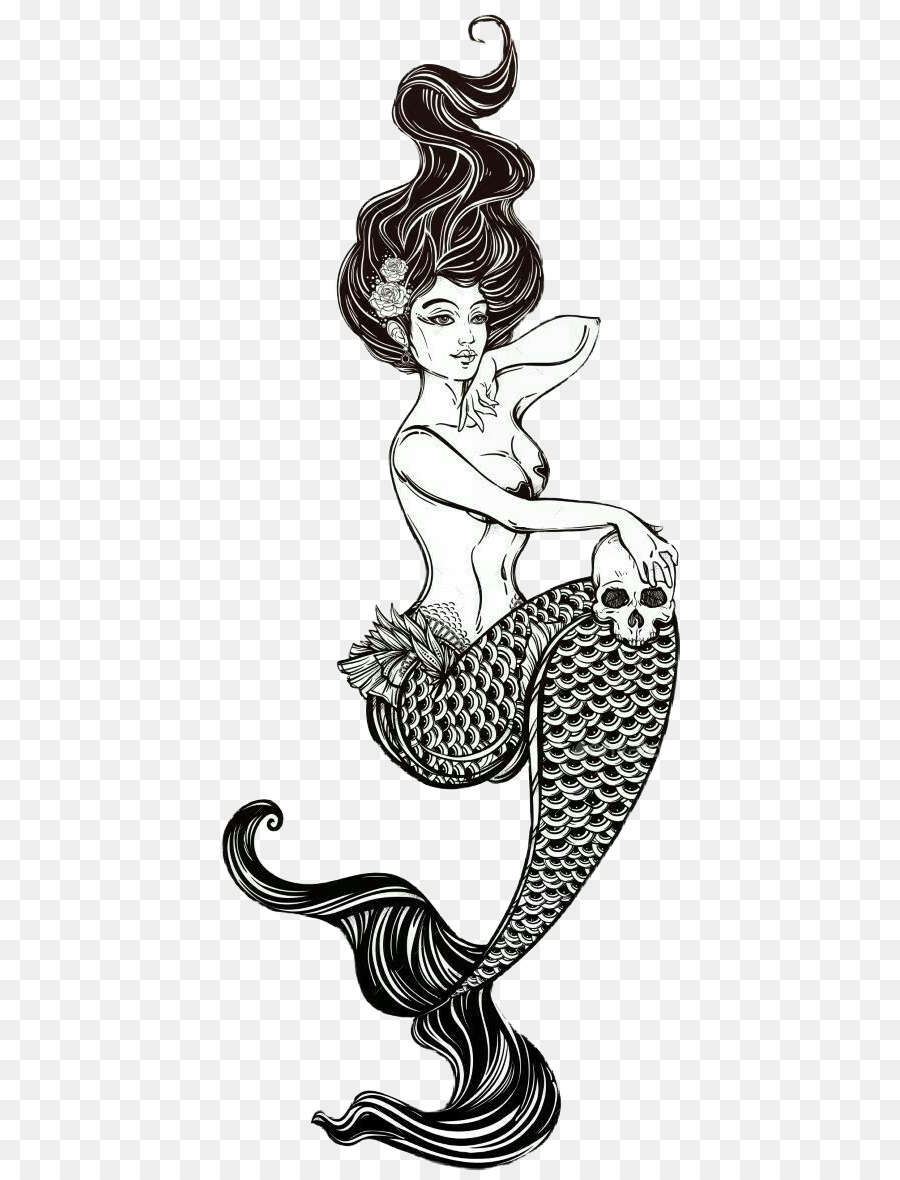 Dotwork Mermaid Tattoo Idea  BlackInk