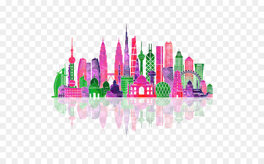 Asia Skyline Silhouette Illustration - Color city png download - 550*550 - Free Transparent Asia png Download.