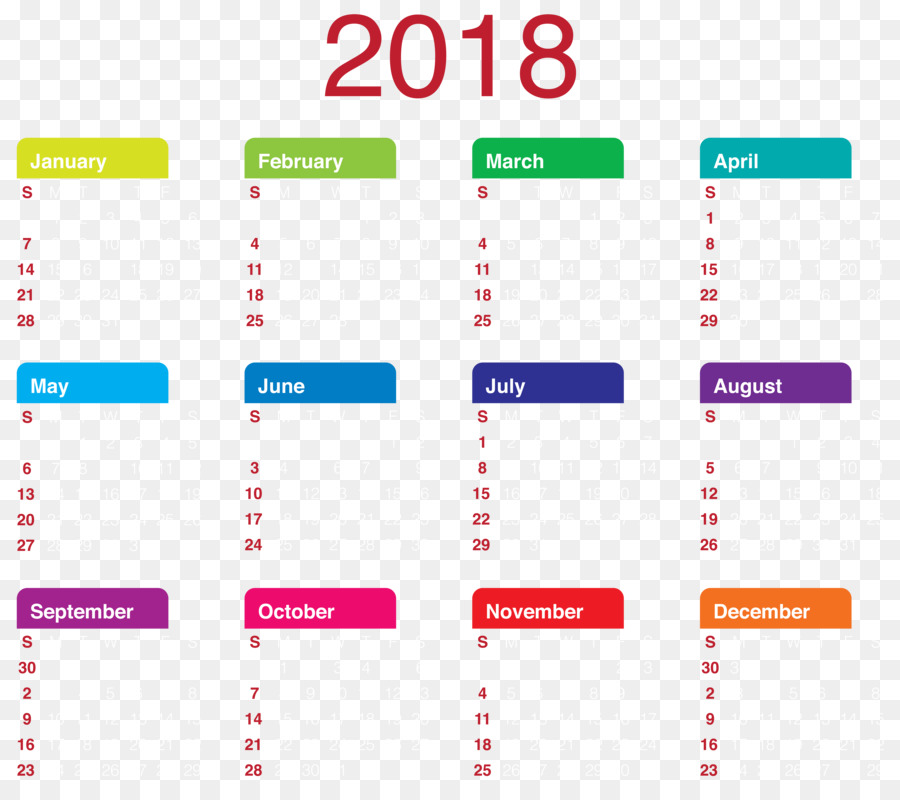 Calendar Clip art - 2018 Transparent Calendar PNG Clipart Picture png download - 8000*7035 - Free Transparent Calendar png Download.