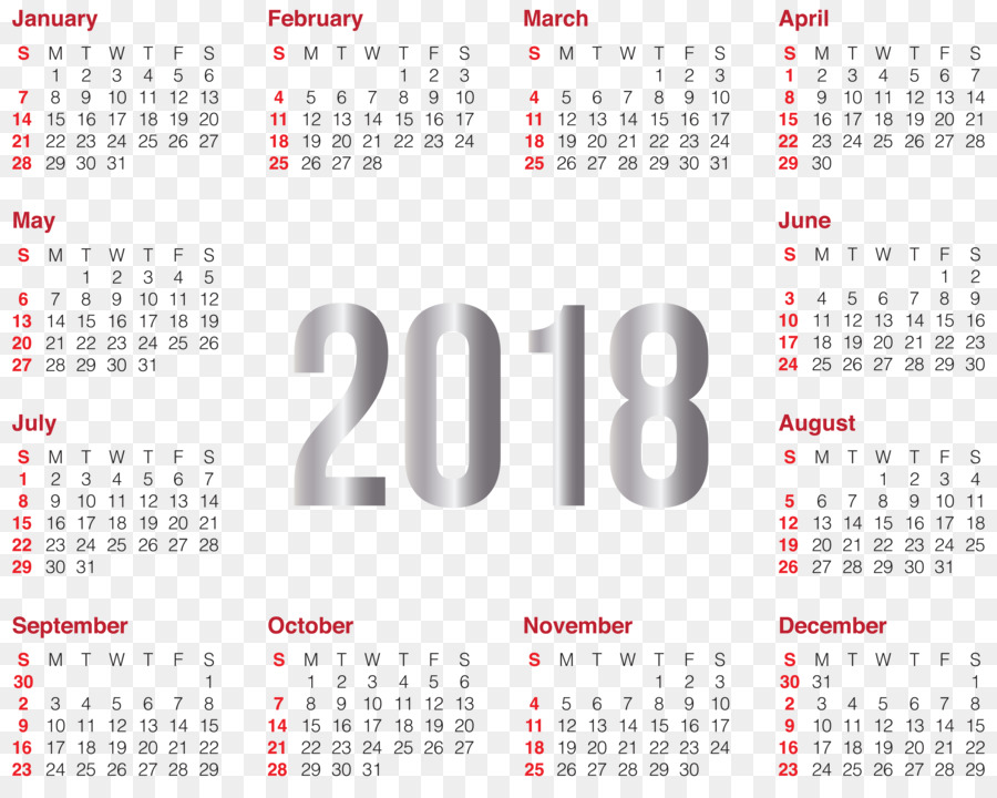 Calendar New Year Clip art - 2018 Transparent Calendar PNG Clip Art Image png download - 8000*6302 - Free Transparent Calendar png Download.