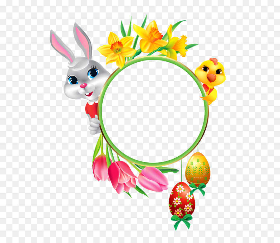 Easter Bunny Easter egg Clip art - Easter Bunny and Chicken with Round Frame Transparent Clipart png download - 4665*5499 - Free Transparent Easter Bunny png Download.