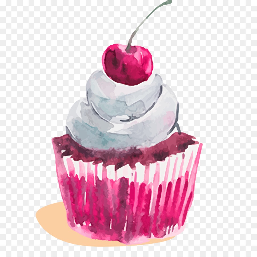 Cupcake Watercolor painting Dessert - cake png download - 945*945 - Free Transparent Cupcake png Download.