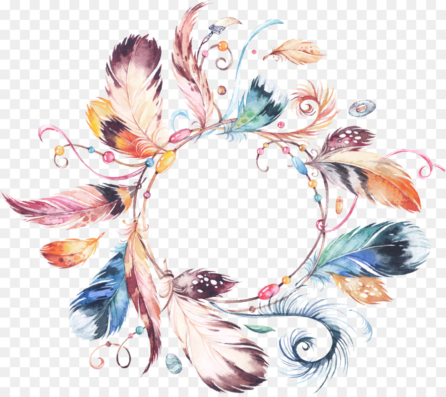 Wedding invitation Wreath Watercolor painting Flower bouquet Clip art - Hand-painted watercolor tribal ornaments garland necklace national wind png download - 4056*3577 - Free Transparent Wedding Invitation png Download.