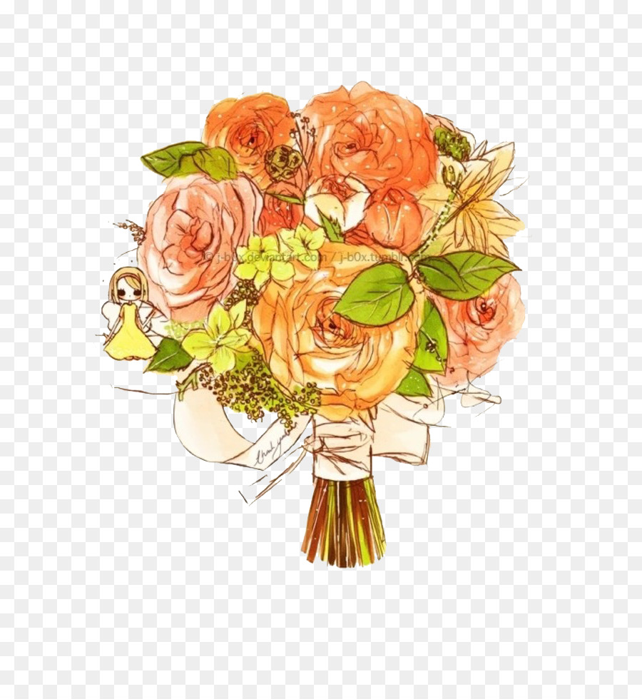 Flower Art Illustration - Hand-painted bouquet png download - 700*980 - Free Transparent Flower png Download.