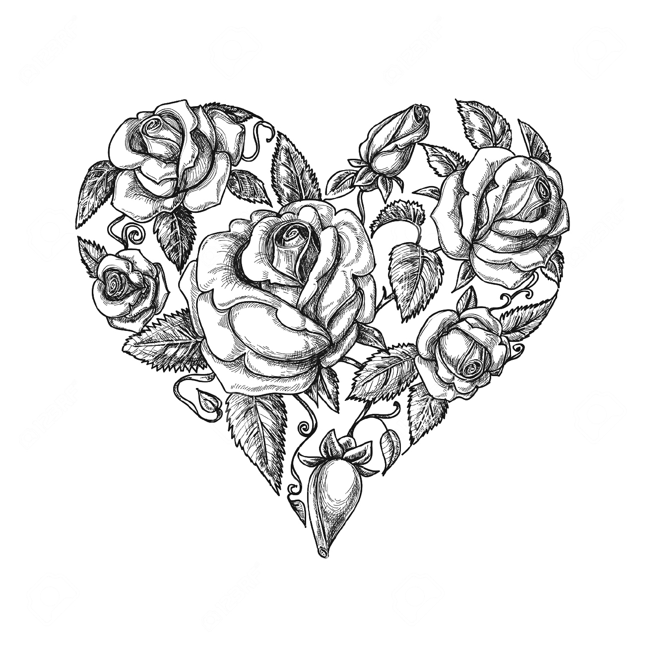 Heart Drawing Vintage clothing Clip art - rose tattoo png download ...