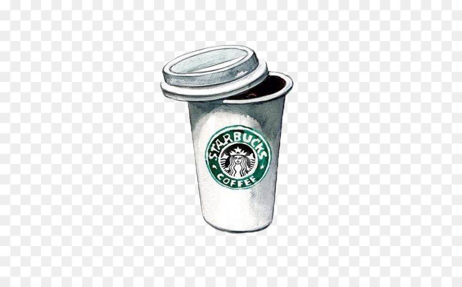 Coffee Tea Cappuccino Starbucks Drawing - Hand-painted mug Starbucks stamped png download - 600*549 - Free Transparent Coffee png Download.