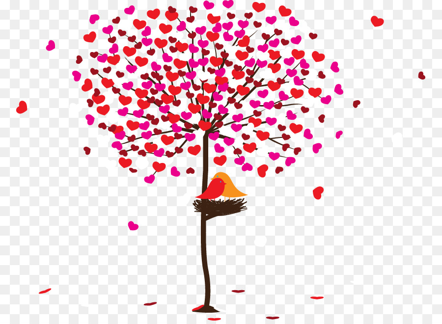 Tree Love Clip art - Hand-painted red heart-shaped nest trees png download - 833*653 - Free Transparent Tree png Download.