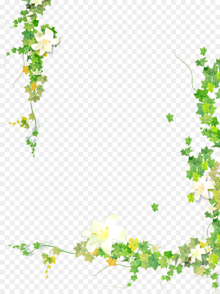Leaf Plant Flower Vine - Summer fresh hand painted plant borders png download - 3543*4724 - Free Transparent Leaf png Download.