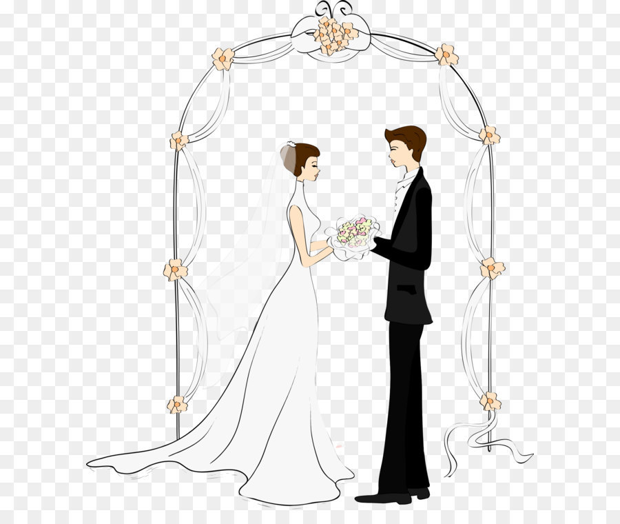 Cartoon couple Wedding Drawing Marriage - Arches and cartoon couple png download - 1689*1925 - Free Transparent Wedding png Download.