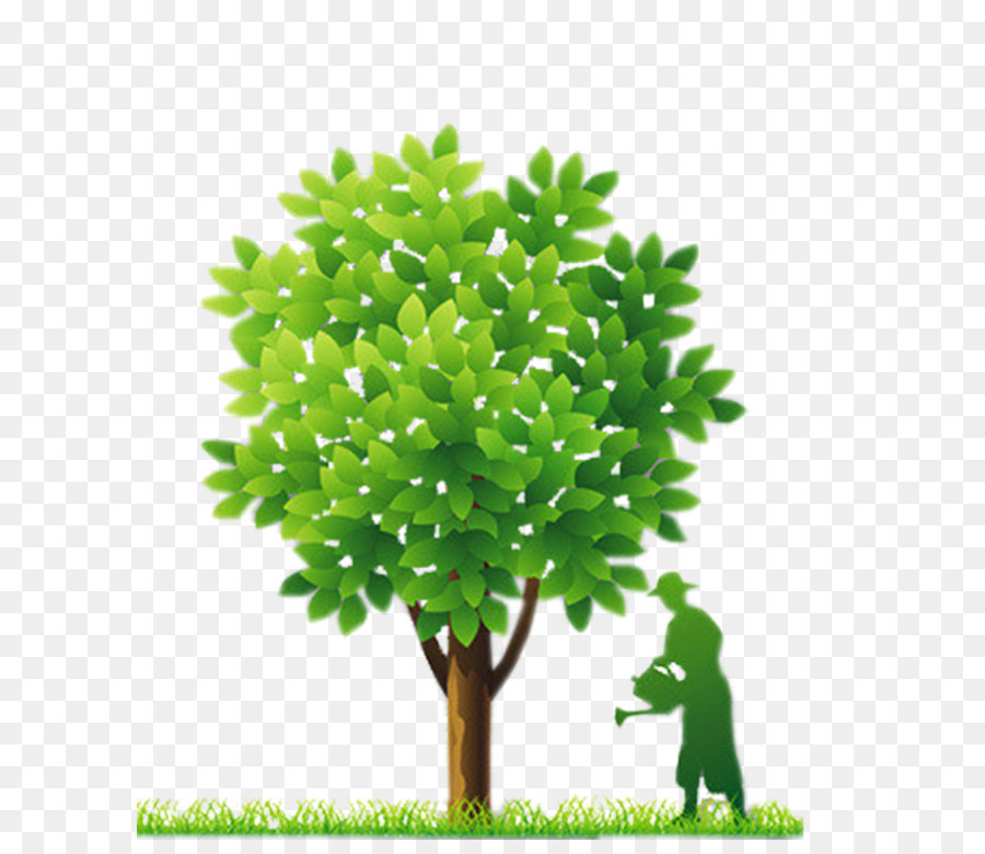 Fort Worth Euclidean vector - Green tree silhouette figures watering Arbor element png download - 1272*1500 - Free Transparent Tree png Download.