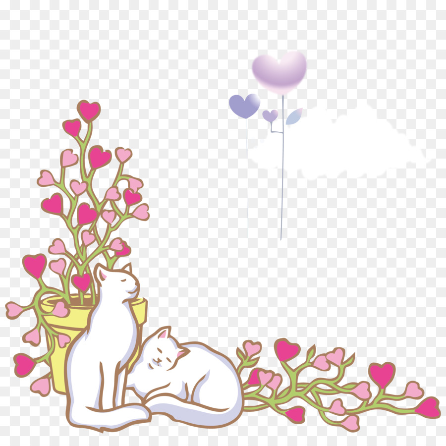 Cat Cartoon Watercolor painting Illustration - Two cats png download - 1921*1920 - Free Transparent Cat png Download.