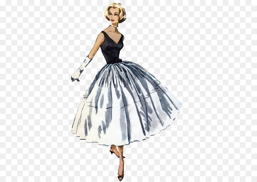 1950s Fashion Dress Vintage clothing Pattern - woman fashion illustration png download - 448*640 - Free Transparent Fashion png Download.
