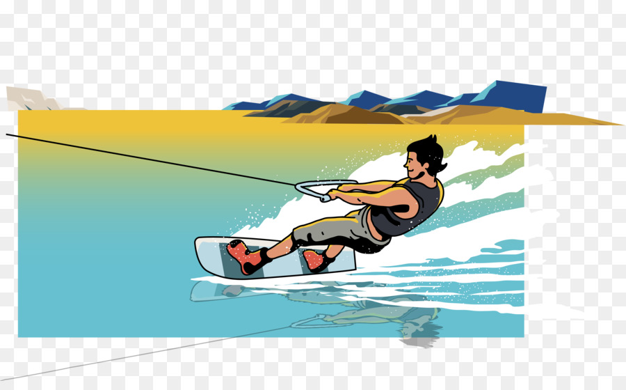 Wakeboarding Kitesurfing Cartoon Illustration - Sea skateboard vector png download - 7205*4383 - Free Transparent Wakeboarding png Download.