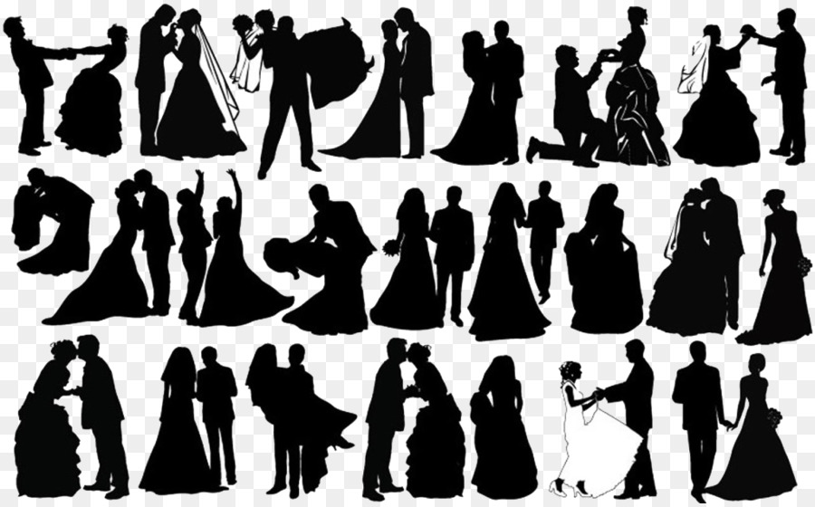 Silhouette Wedding couple Clip art - Black and white wedding couples silhouette png download - 1024*633 - Free Transparent Silhouette png Download.