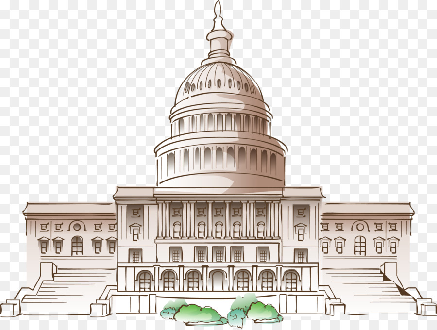 White House Cartoon Mural - Vector Hand-painted White House png download - 1849*1390 - Free Transparent White House png Download.