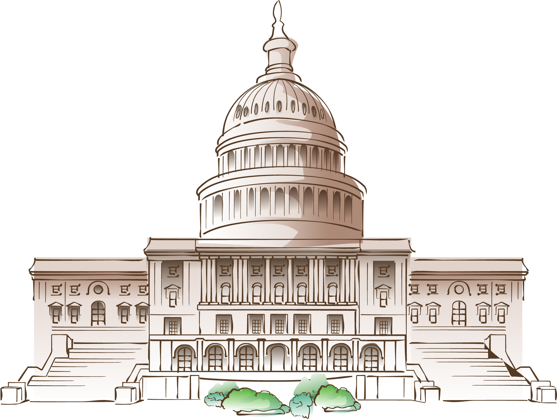 White House Cartoon Mural - Vector Hand-painted White House png ...