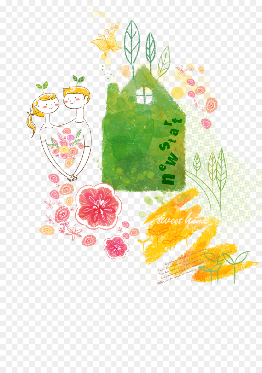 Cartoon Illustration - Hand-painted couple png download - 3000*4243 - Free Transparent  Cartoon png Download.