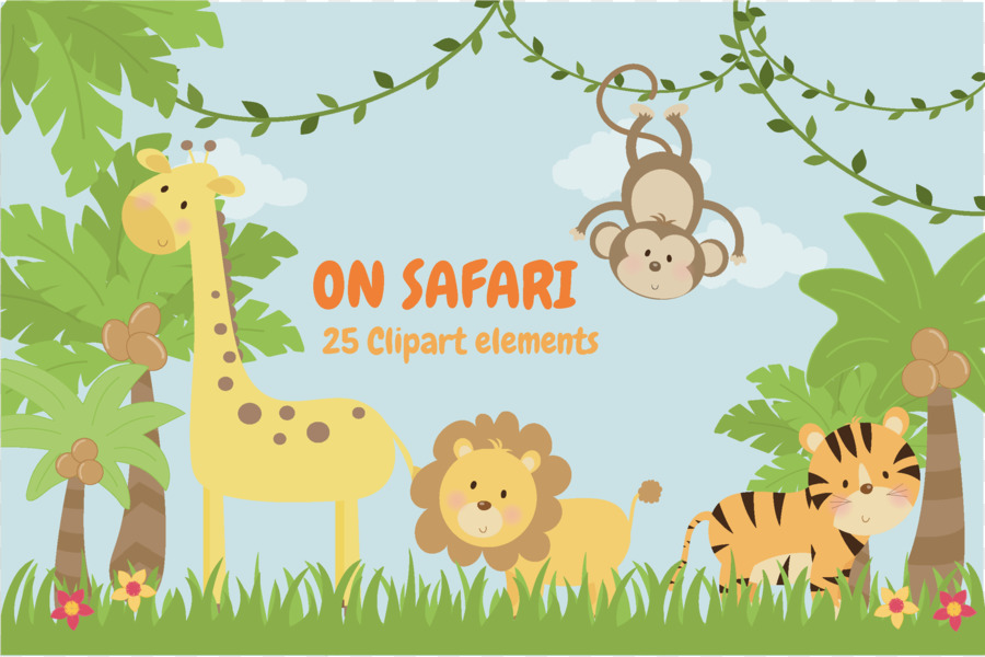 Baby Jungle Animals Safari Patterns Clip art - safari png download - 1400*932 - Free Transparent Baby Jungle Animals png Download.