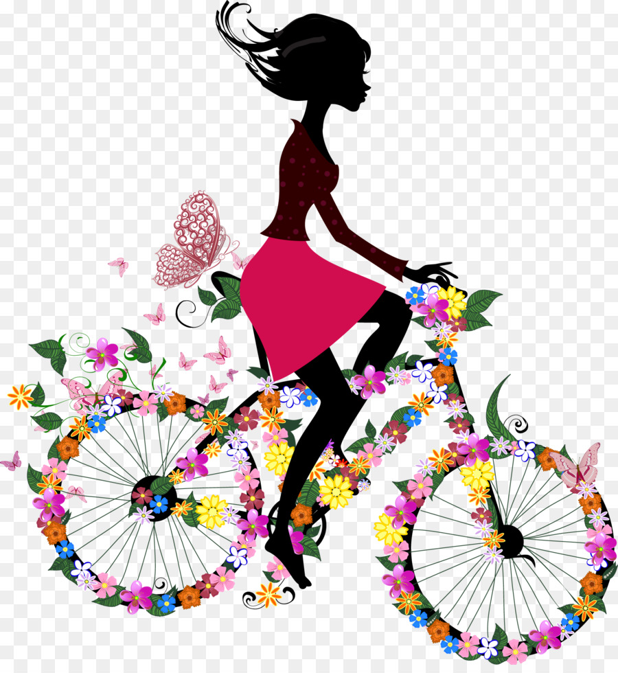 Bicycle Cycling Woman Wallpaper - Cycling Videos car silhouette Vector beauty png download - 1905*2049 - Free Transparent  png Download.