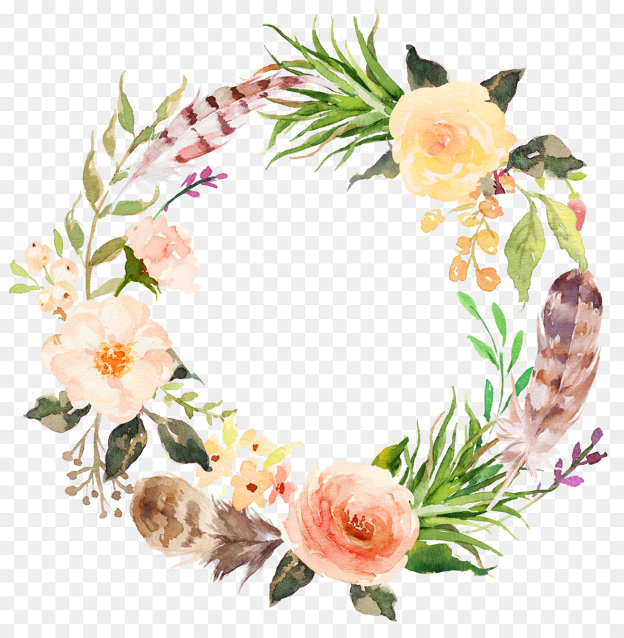 Flower Clip art - Watercolor aesthetic style floral wreath png download - 1200*1208 - Free Transparent Watercolor Painting png Download.