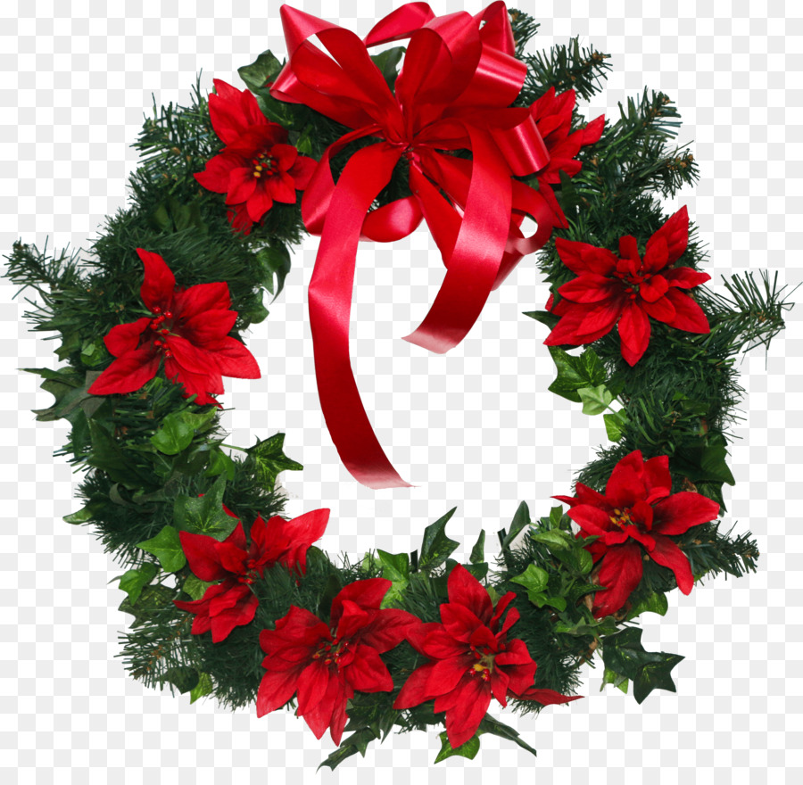 Wreath Poinsettia Cut flowers Christmas - flower png download - 3558*3441 - Free Transparent Wreath png Download.