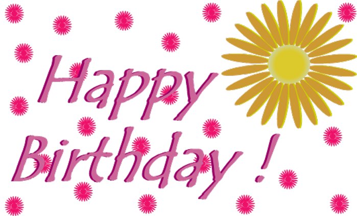 pink happy birthday flowers clip art - Clip Art Library