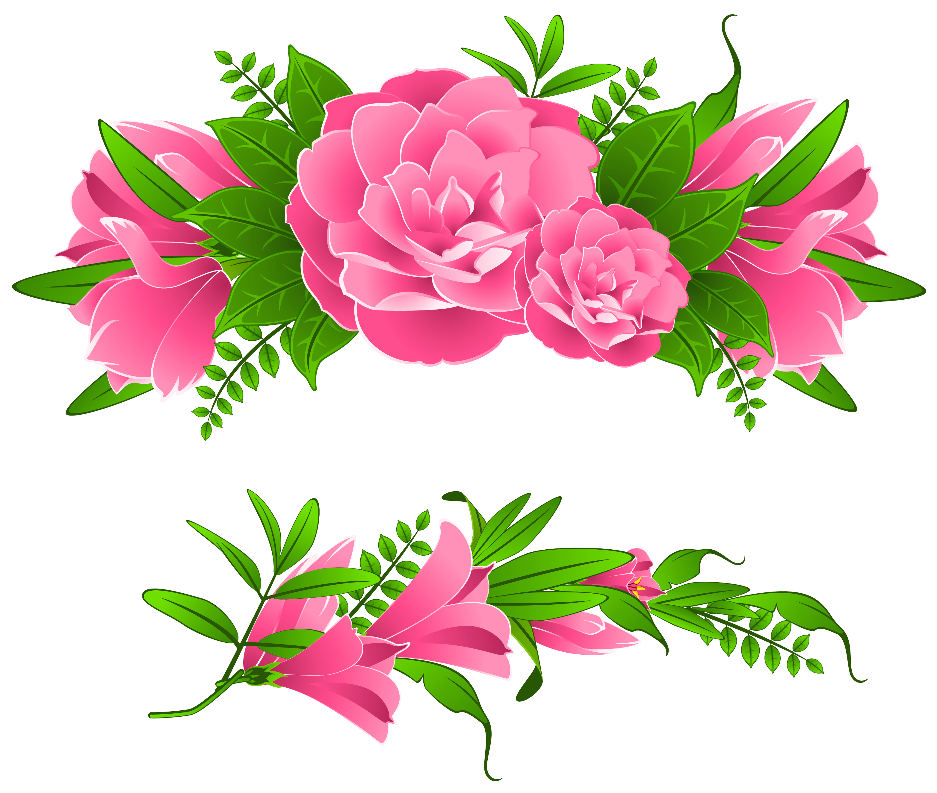 Pink flowers clip art border 