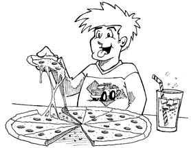boy eating pizza clipart black and white - Clip Art Library