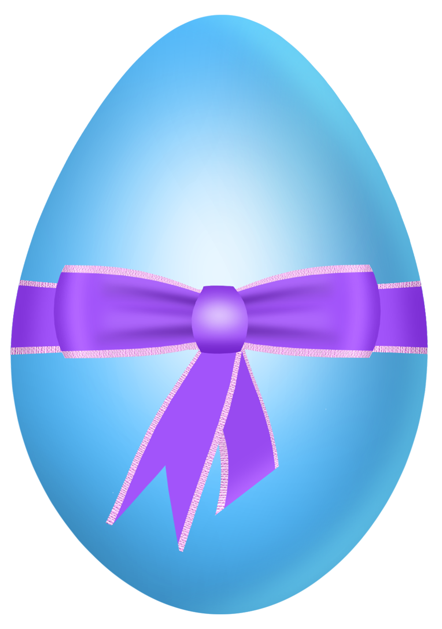 Easter Blue Egg with Purple Bow PNG Clipart Picture 