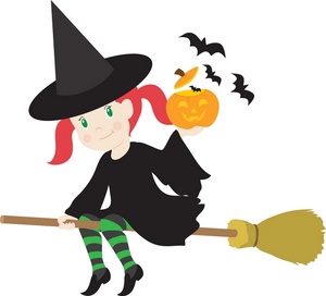 Clipart witch on broom 