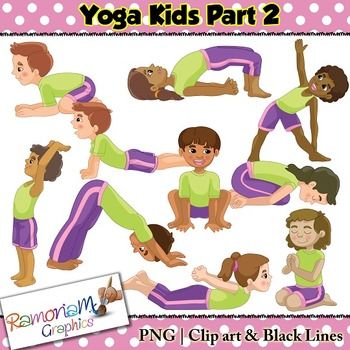 yoga kids line art - Clip Art Library