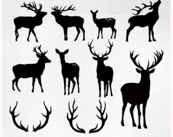 Christmas deer antlers clipart 