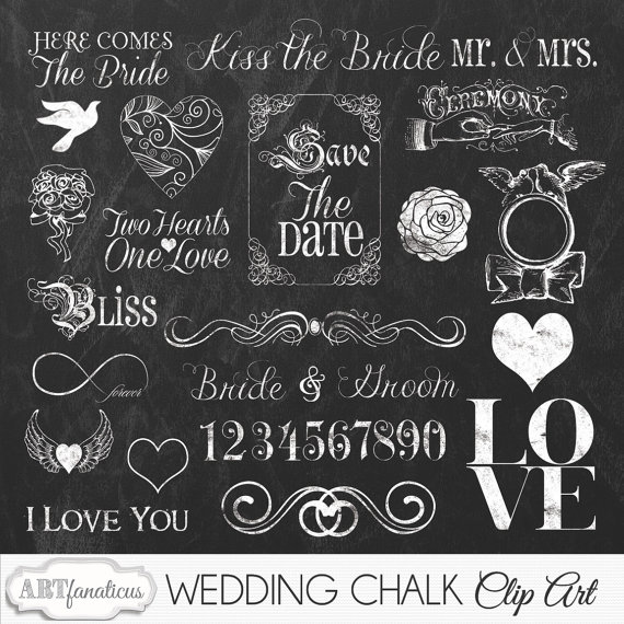 Wedding Chalkboard Clipart WEDDING CHALK Clipart by Artfanaticus 