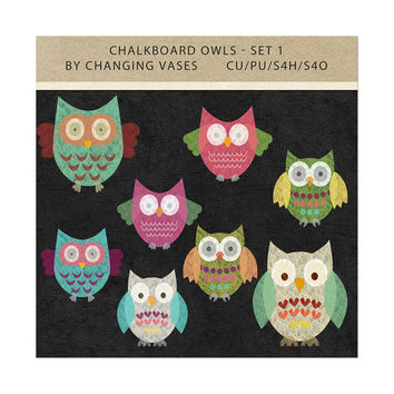 Owl Chalkboard Cliparts