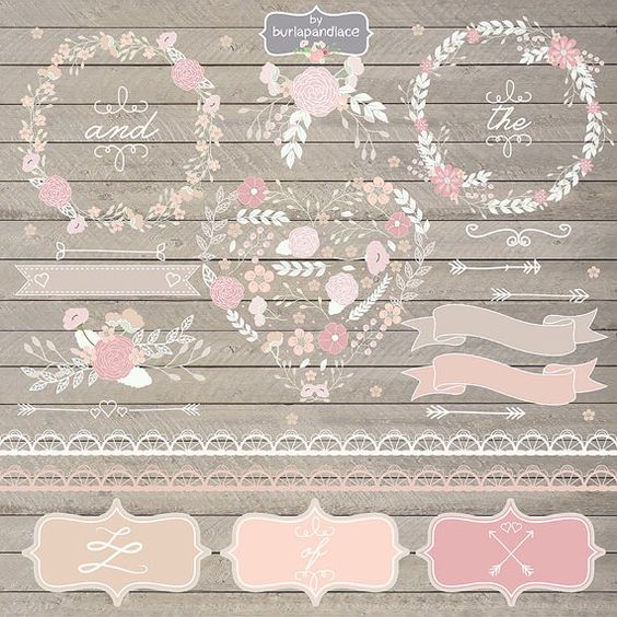 Hand draw Rustic flowers clipart Wedding Invitation clipart 