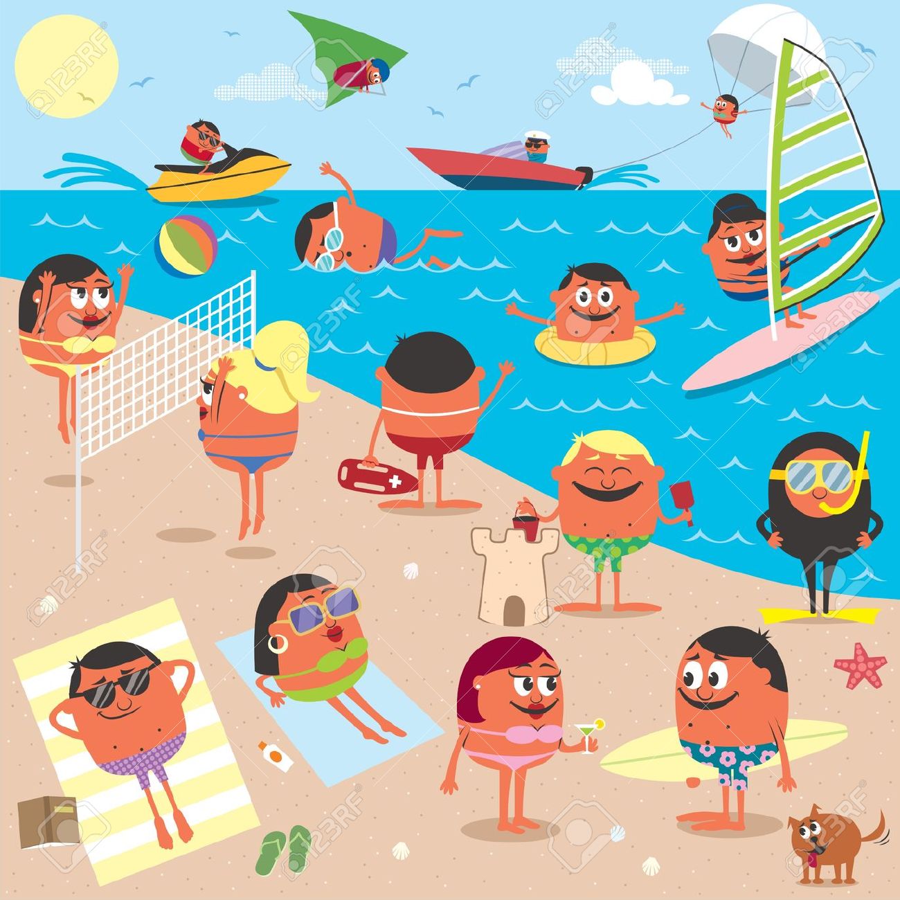 Clipart Cartoon Beach Scene : Sunset beach summer holiday scene ...