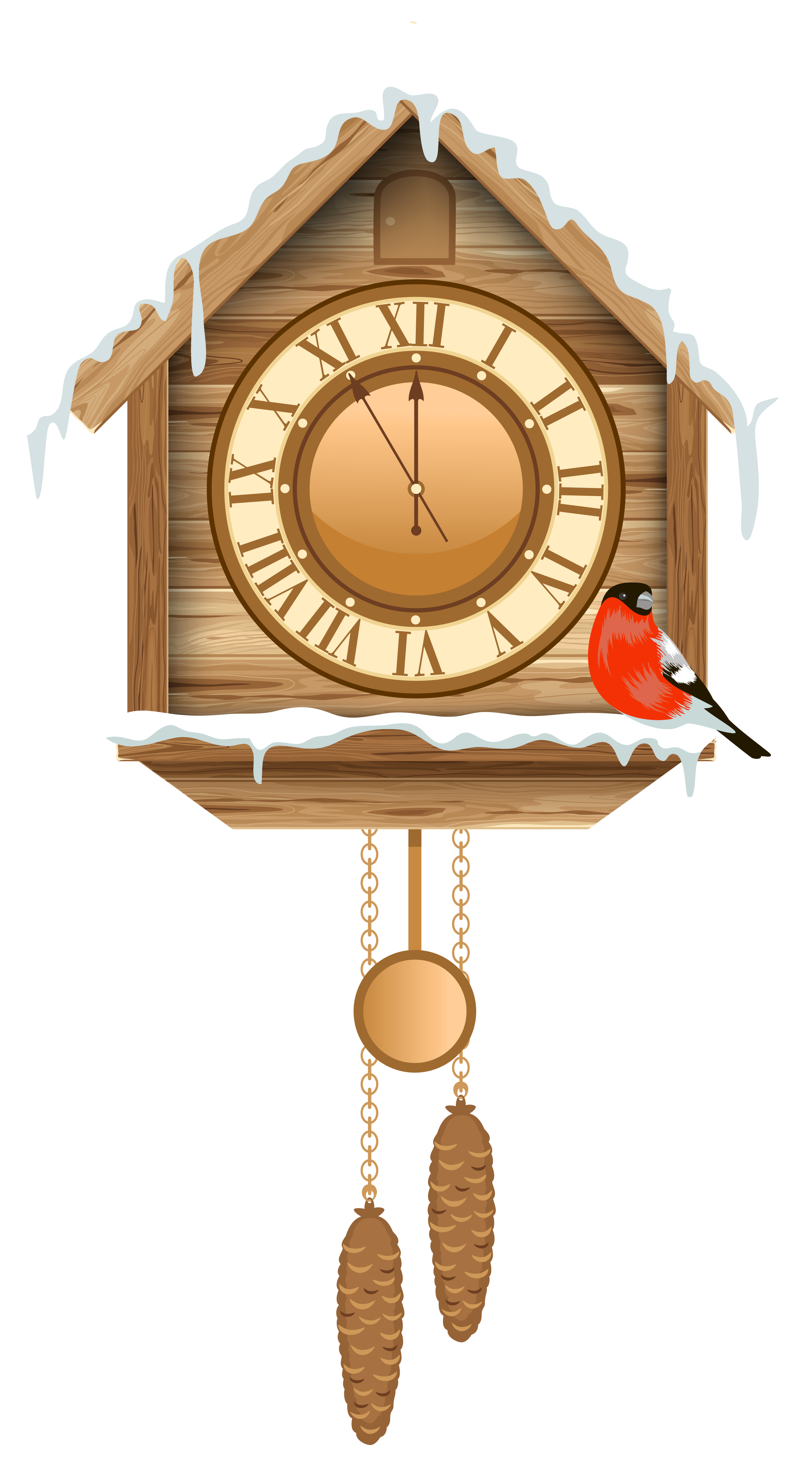 Christmas Cuckoo Clock with Snow PNG Clipart 