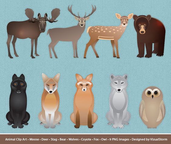 Woodland Animal Clipart, Forest Animals Clip Art, Moose, Deer 