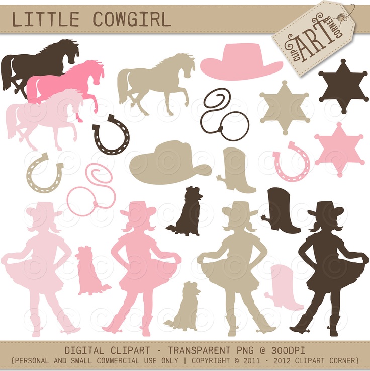 Cowgirl farm scene scrapbook digital clipart baby girl 