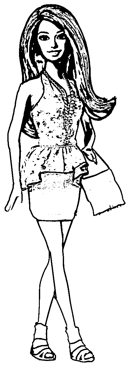 Barbie doll clipart black and white 
