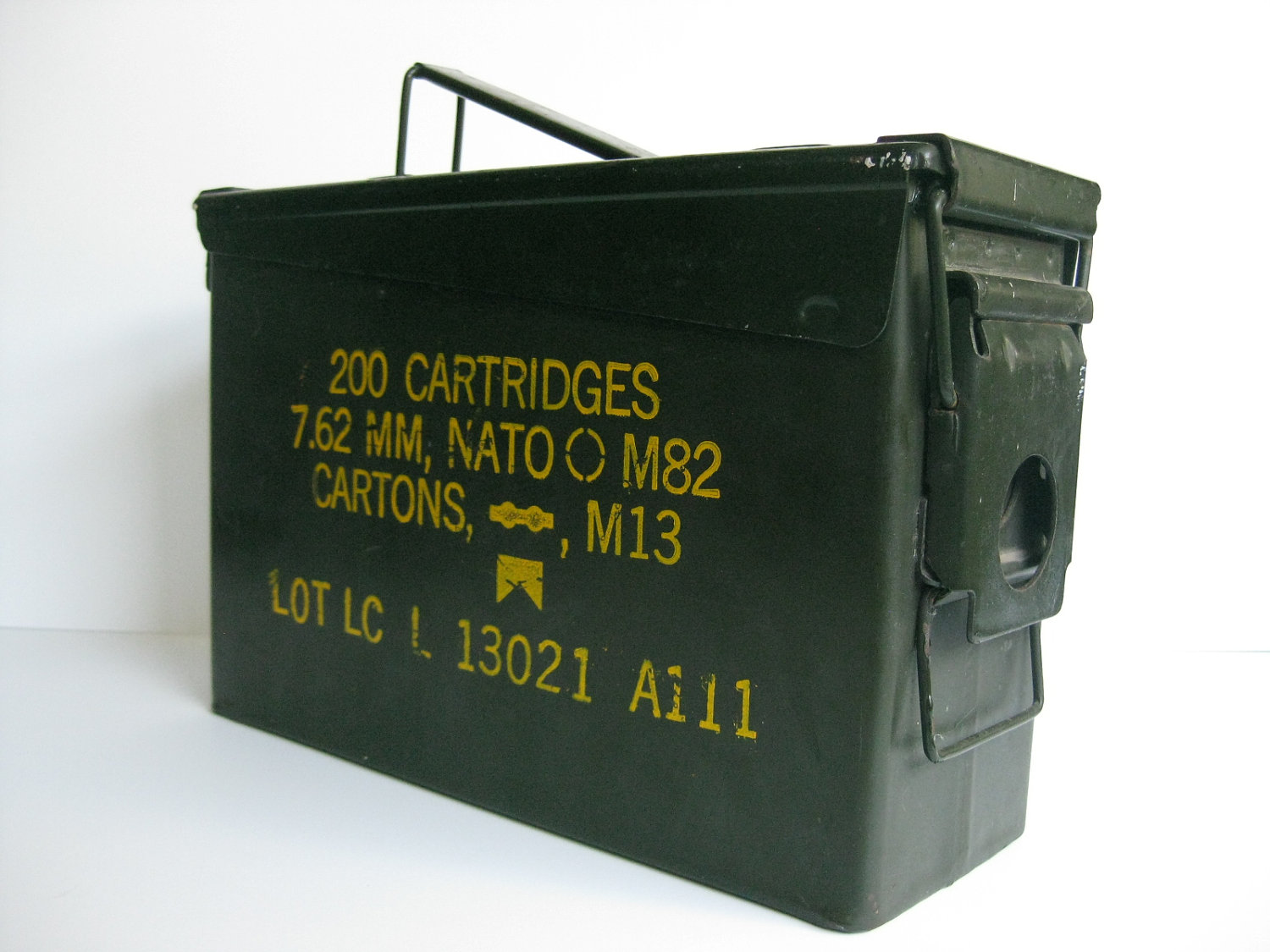 ammo box ON SALE military metal army green by TejasVintage 