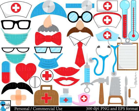 Doctor Props Set Clipart Digital Clip Art Graphics by HaHaHaArt 