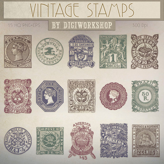 Vintage Postage Stamps Printables – {Antique Graphics Wednesday}