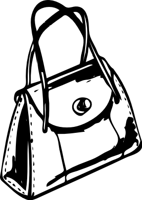 Clip Art Black And White Handbag Clipart 