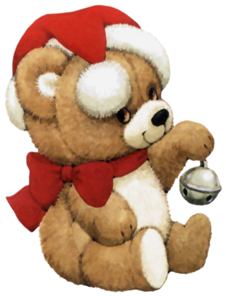 Christmas Bear with Bell Transparent PNG Clipart 