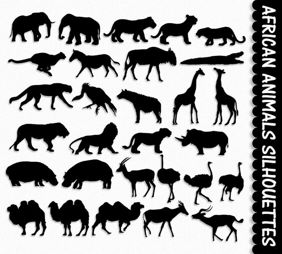 Africa Animals Clip Art African Silhouette by GraphicsSupply 